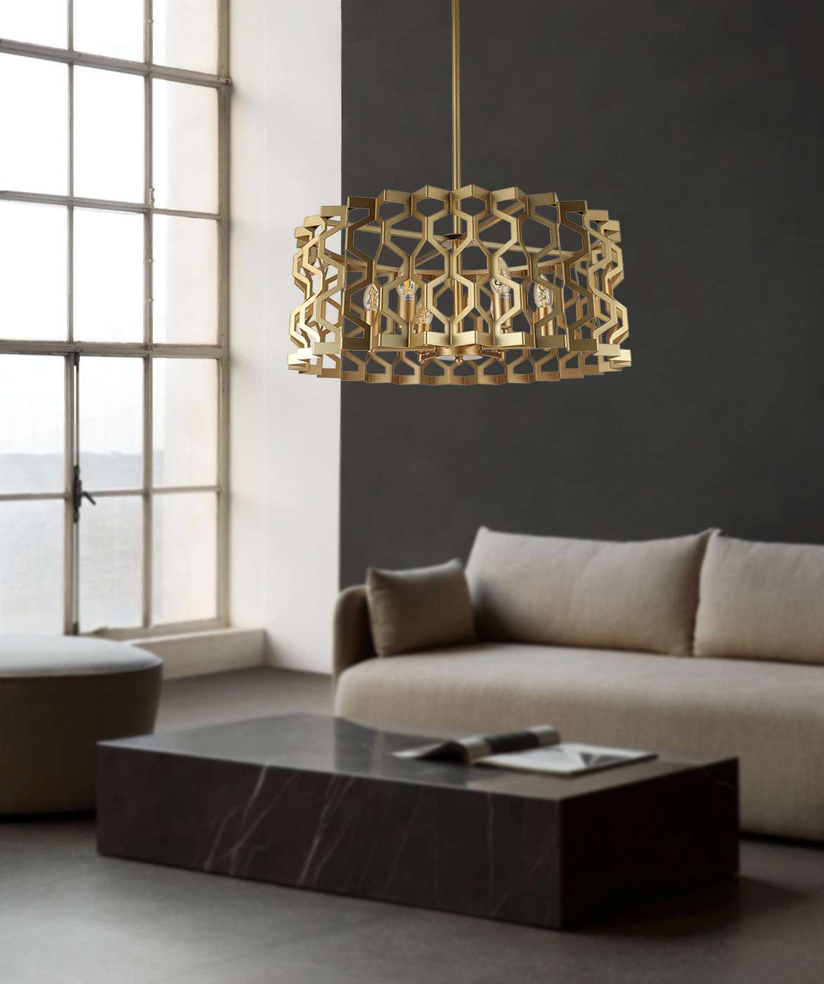 SY1314 Gold 6xE14 Pendant Light – Classic Mid-Size Chandelier with Elegant Gold Finish