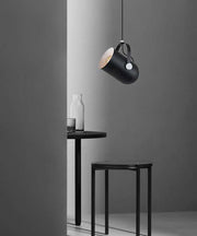 SY1331 Black with White Interior E27 Pendant Light – Contemporary Dome Fixture with High-Contrast Fi