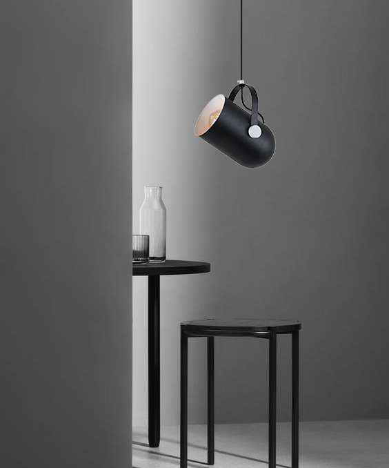 SY1331 Black with White Interior E27 Pendant Light – Contemporary Dome Fixture with High-Contrast Fi