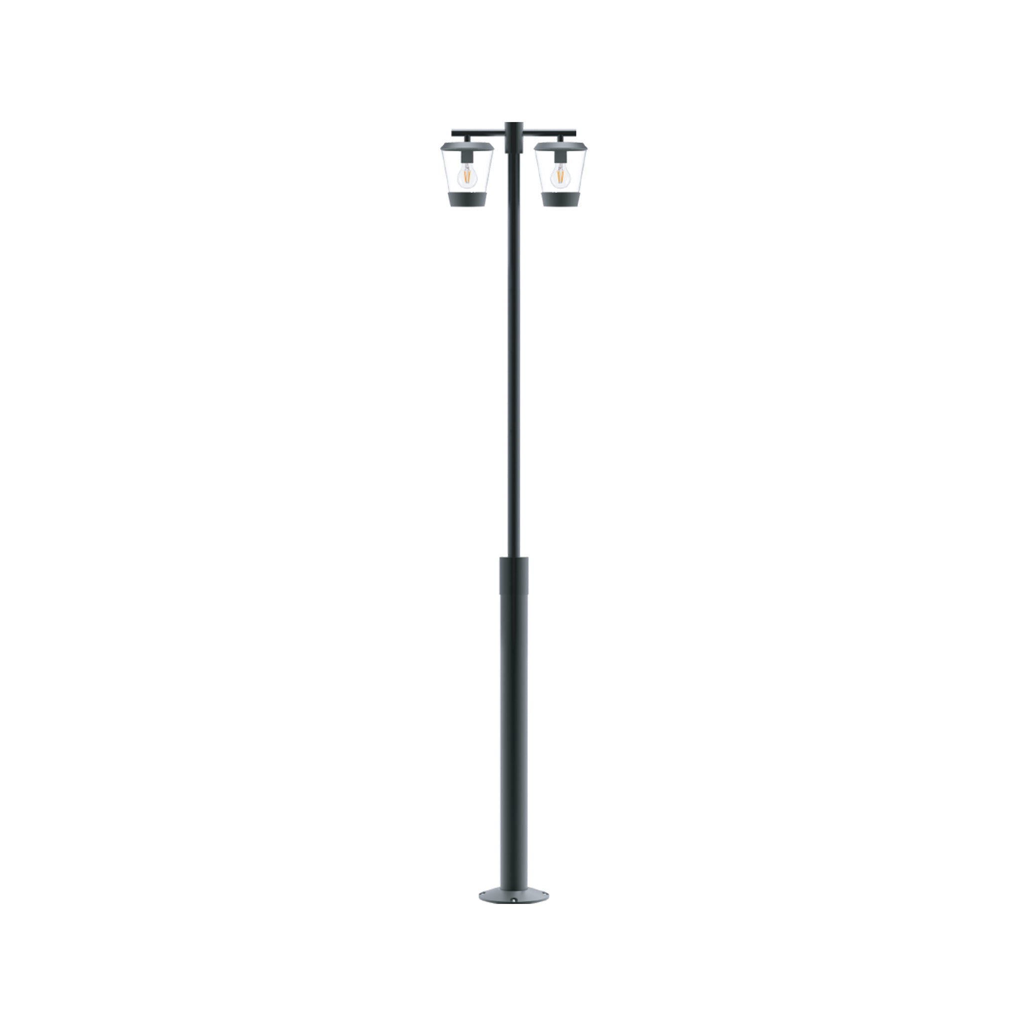 CAP19806 Dark Grey 2xE27 Pole Lamp – Dual Bulb & Weather-Resistant Outdoor Lighting