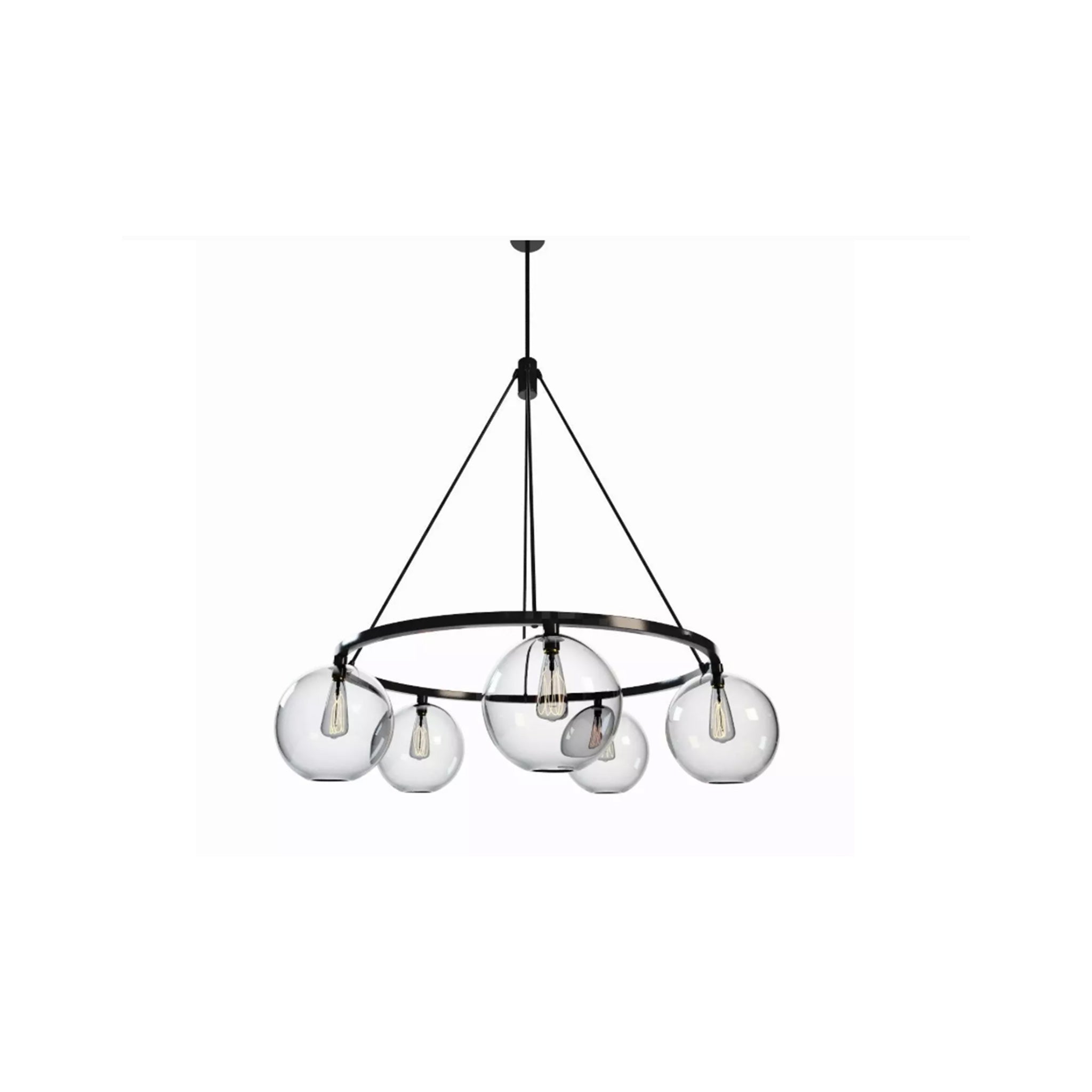 SY2020‑5 Black Pendant Light – 5×E27 Multi‑Bulb Statement Fixture