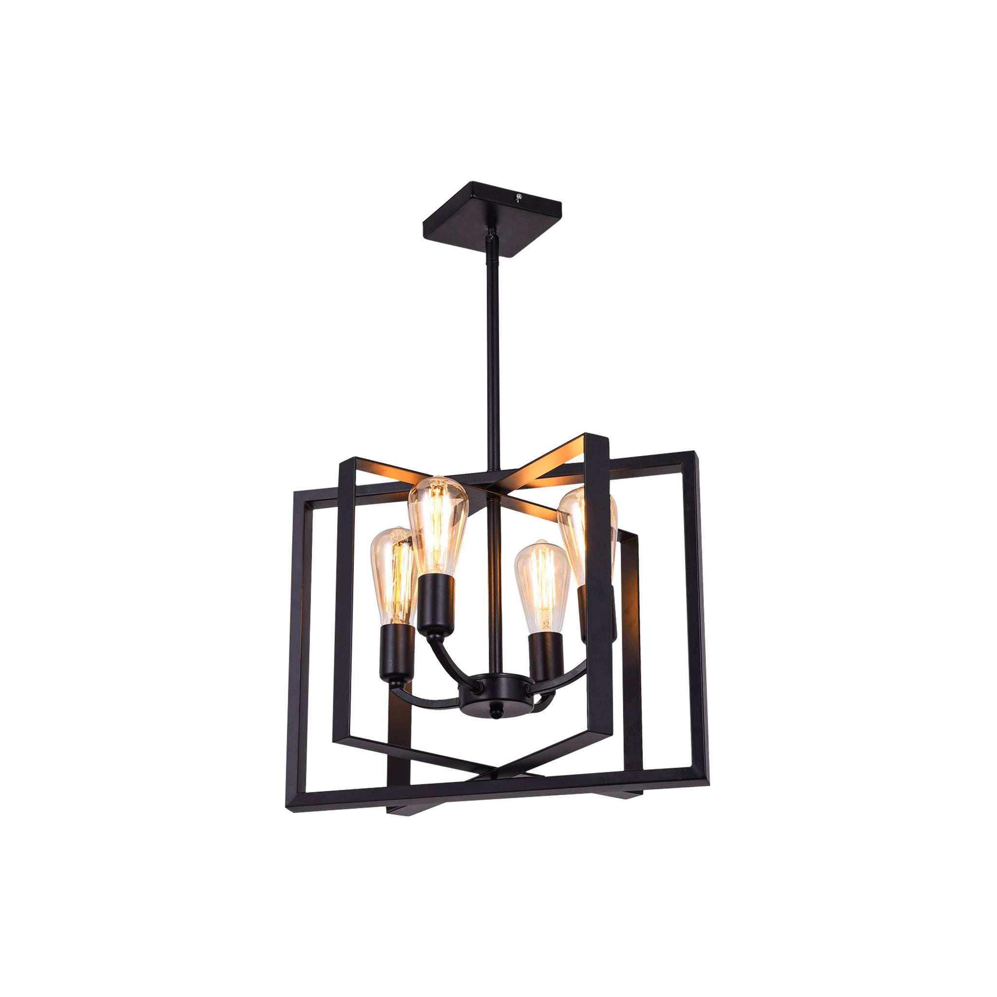 SY2068‑4 Black Pendant Light – Contemporary Quad E27 Suspension Fixture