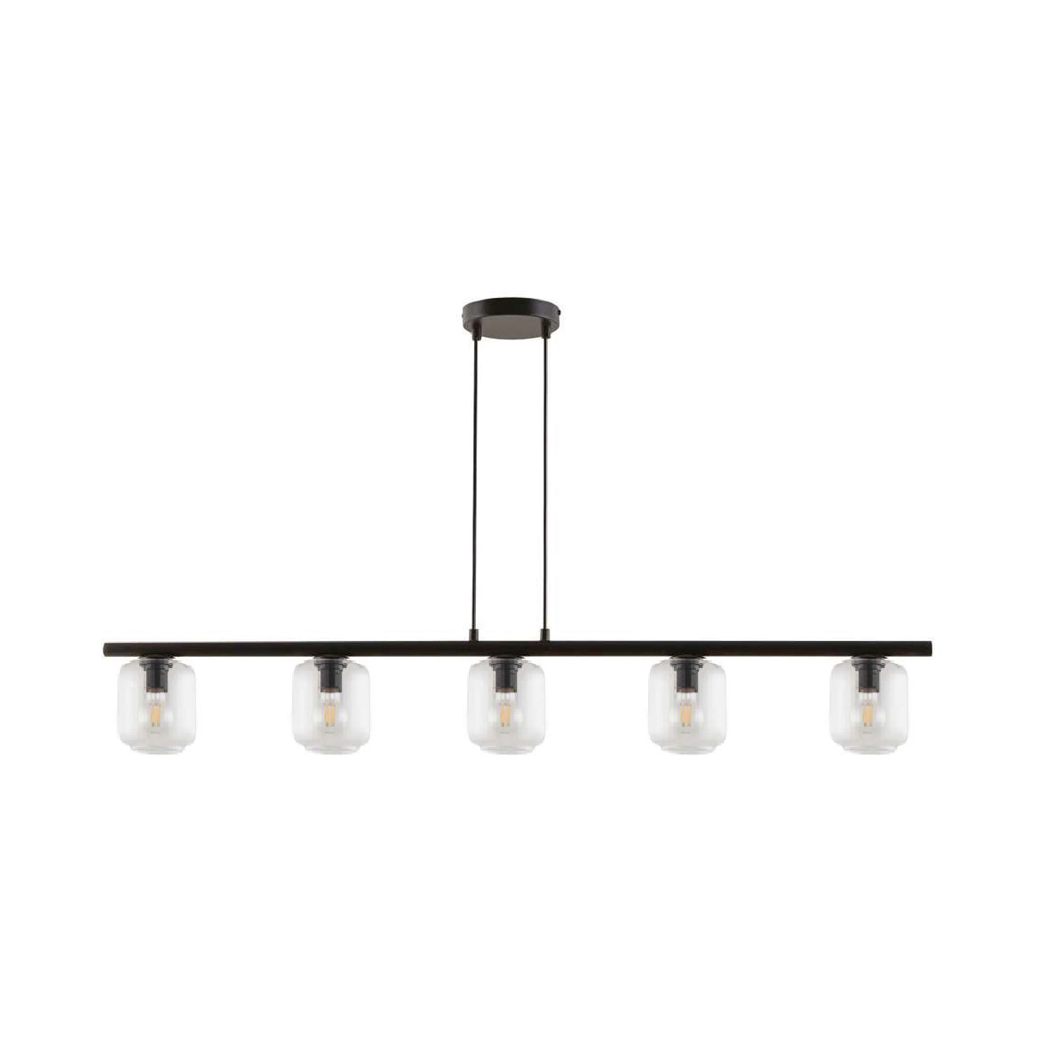 32308 5xE27 Black & Transparent Pendant Lamp