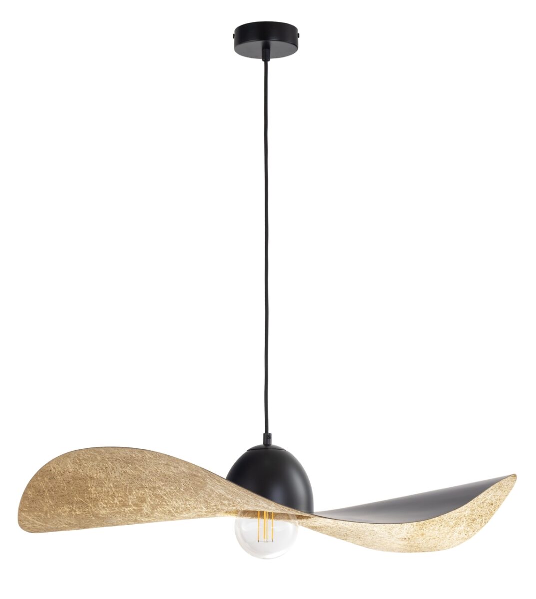 32342 1xE27 Gold & Black Spotted 76cm Pendant Lamp