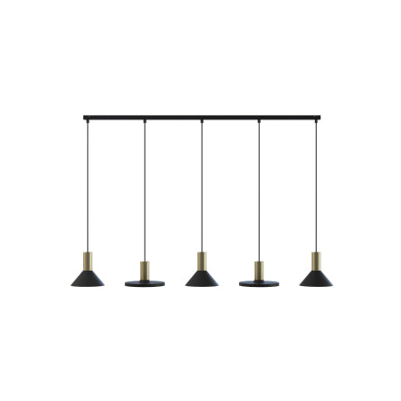 8032 5XGU10 Black & Brass Pendant Lamp – Stylish Multi-Light Fixture with Elegant Contrast