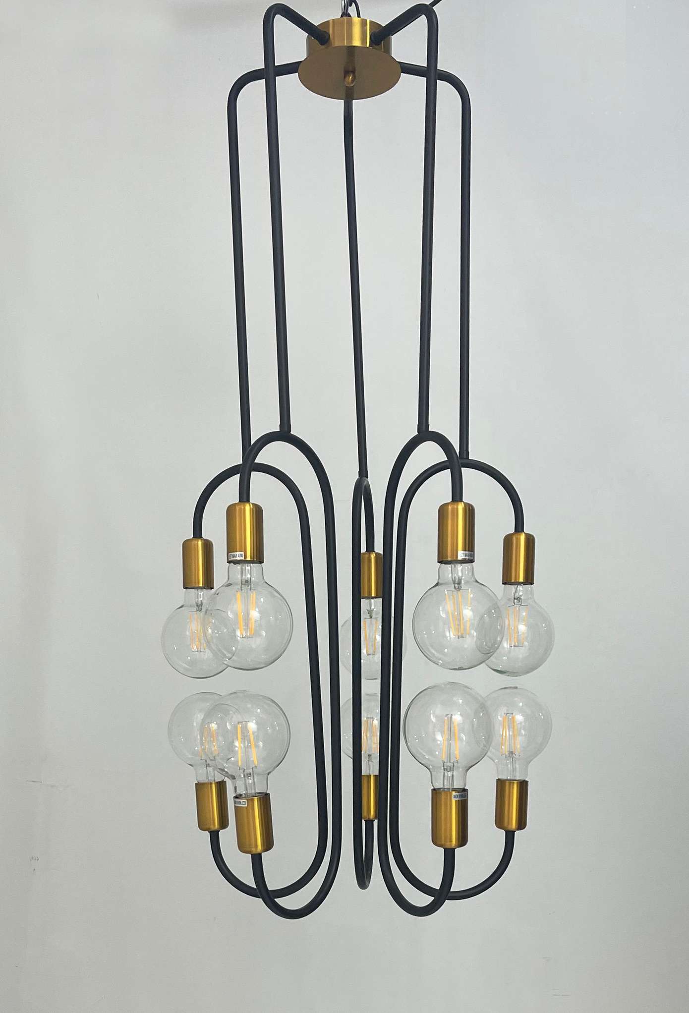 9382-10 10×E27 Black Pendant Lamp – Modern Industrial 10-Light Ceiling Fixture