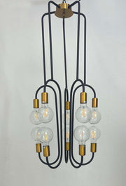 9382-10 10×E27 Black Pendant Lamp – Modern Industrial 10-Light Ceiling Fixture