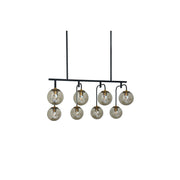 9403-8 BK+AM 8×E27 Pendant Lamp – Black & Amber Modern 8-Light Ceiling Fixture