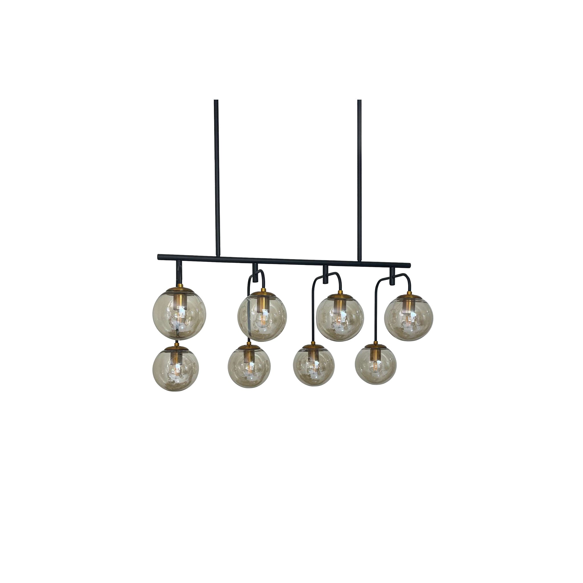 9403-8 BK+AM 8×E27 Pendant Lamp – Black & Amber Modern 8-Light Ceiling Fixture
