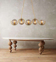 9483-5 GAB+AM 5xE27 Ceiling Pendant Lamp – Elegant Amber Glass & Gold Finish