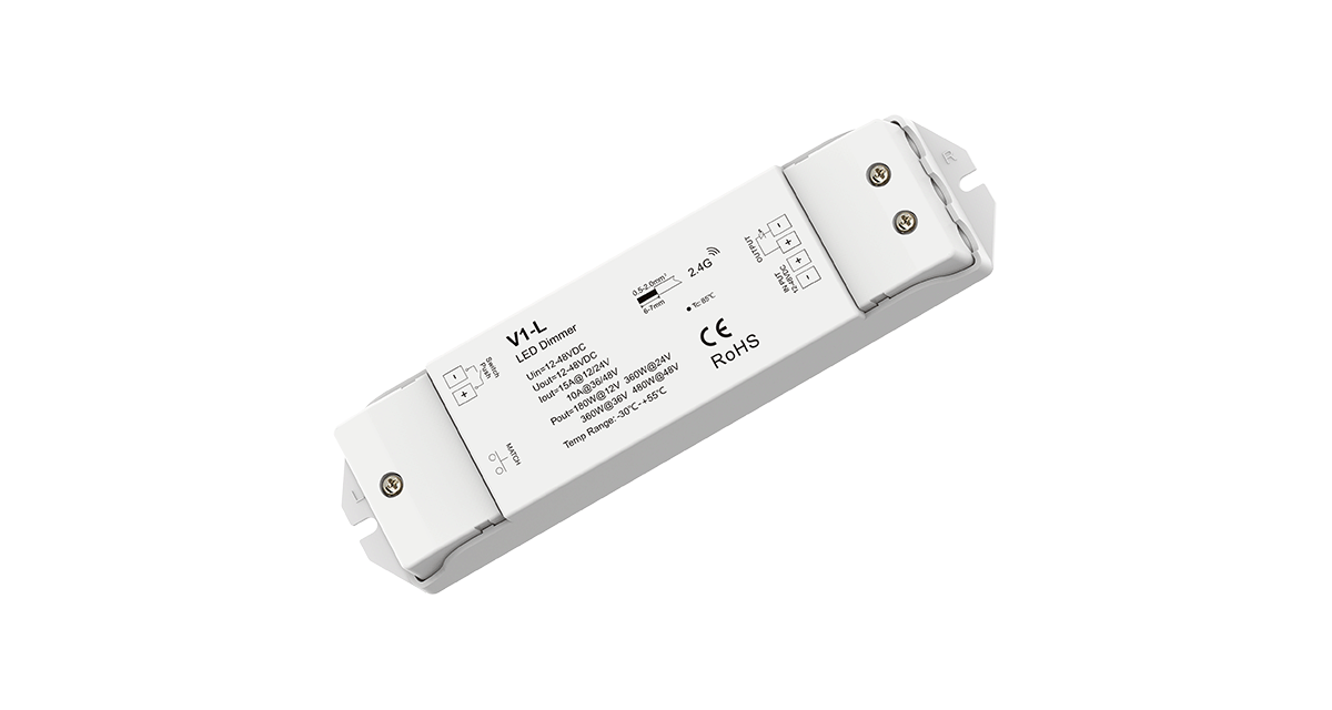 LUZ-L115-DM 12–48VDC 15A Push Dimmer LED Controller – 1CH, RF + Push Dim Control