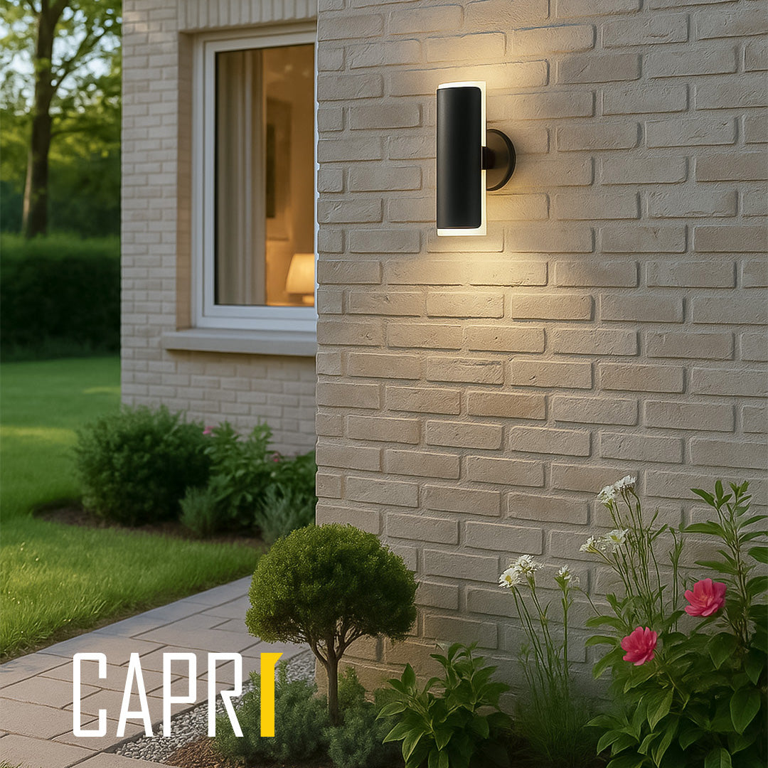 CAP23201 Black 2xE27 Wall Lamp – IP54 Outdoor Fixture