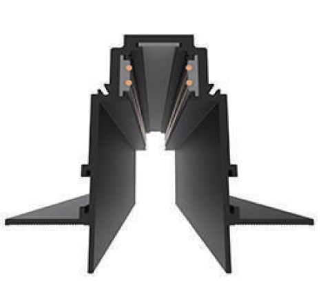 LUZ-RB302 Recessed Magnetic Track – 2 Meters, Black Finish for Modular Lighting Systems