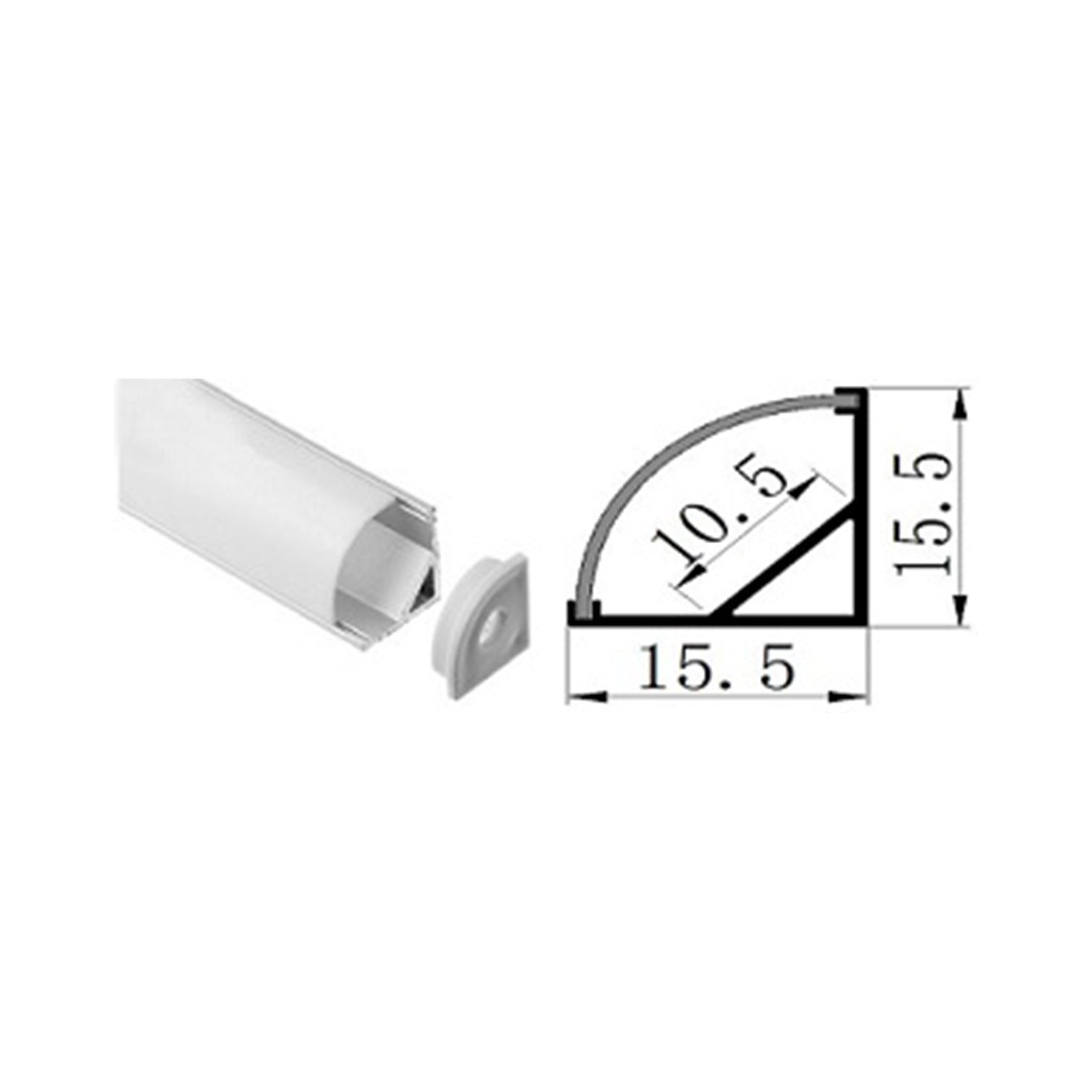 APC-1616B Surface-Mounted Aluminium Track – PC Cover with End Cap-Clip
