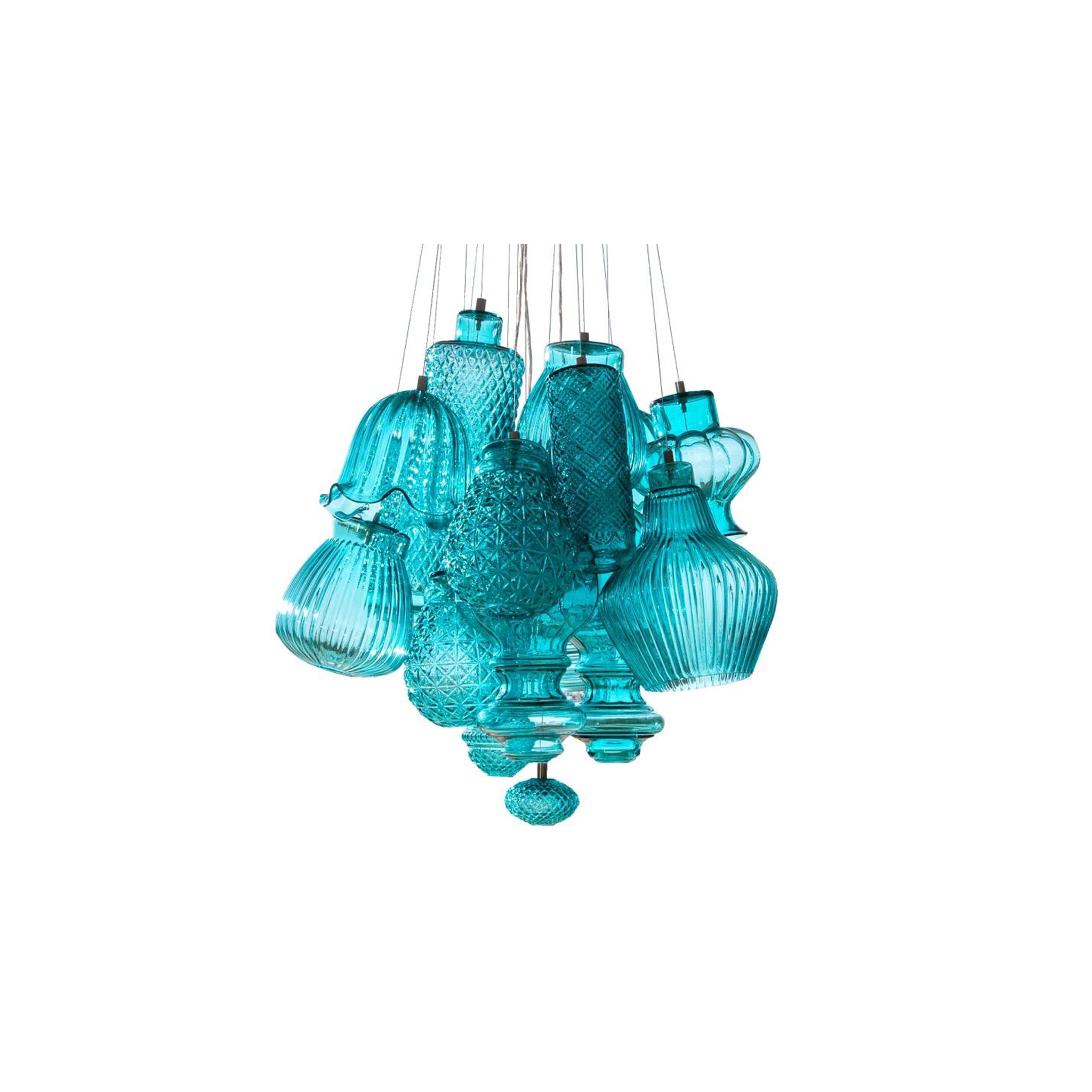 Karman SE1343T00C KA-IND-PL CERAUNAVOLTA 17 Elements Tiffany Pendant – Artistic Cluster Design